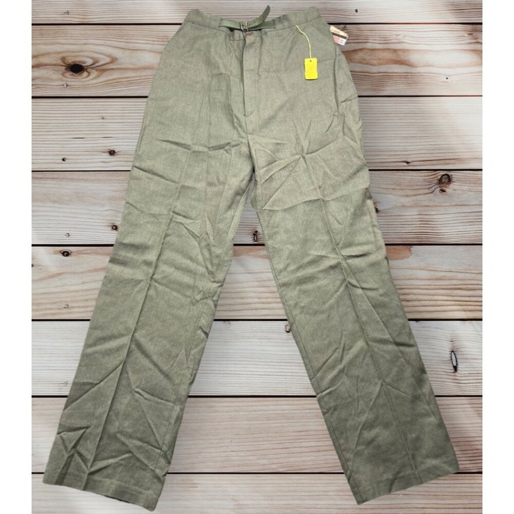 Vintage Lane Bryant High-Waisted Pants sz 34 Olive Green elastic waist 28W x 31L